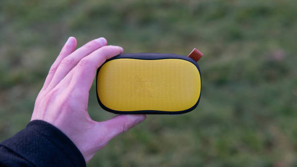 Portable yellow wireless music speaker