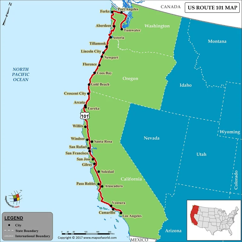 us route 101 map