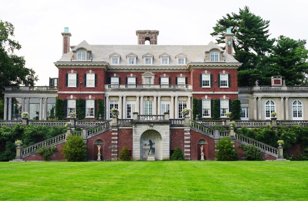 Old Westbury Gardens house, July 23, 2021 in Old Westbury, N.Y. The roof has been repaired.