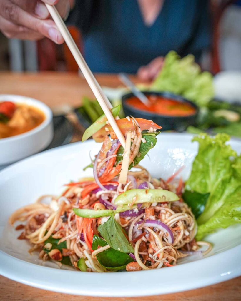 Cambodia Vegan Tour 7 day Trip Banana Leaf Salad