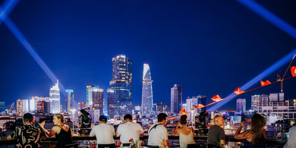 10 of the best rooftop bars in Ho Chi Mihn City Vietnam A crowd of people enjoying a view of the skyline Credit Twilight Sky Bar Saigon HERO.renditionimage.1700.850