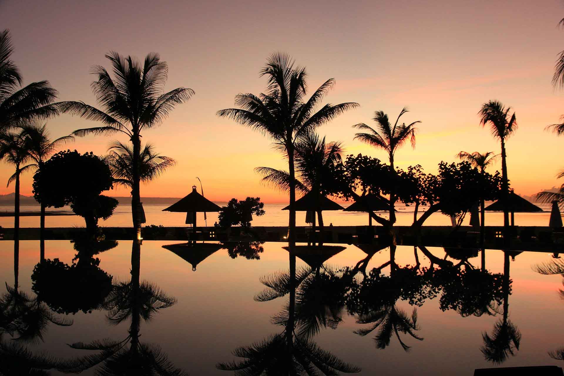 Seminyak Bali Pool Indonesia Sunset