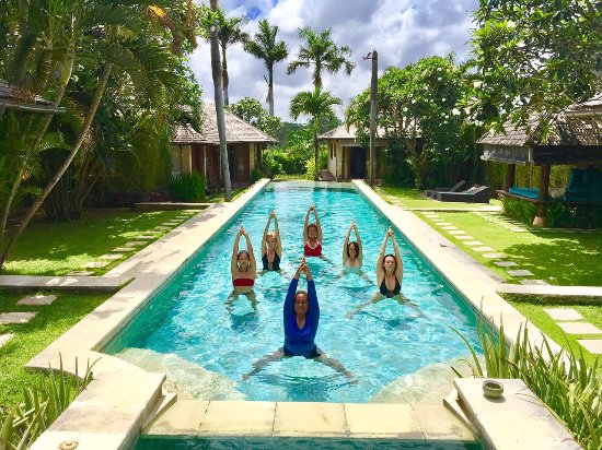 aqua yoga class with